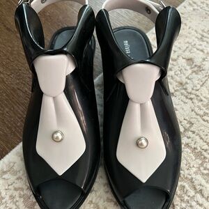 Melissa Black and White Sandals Elegant Design